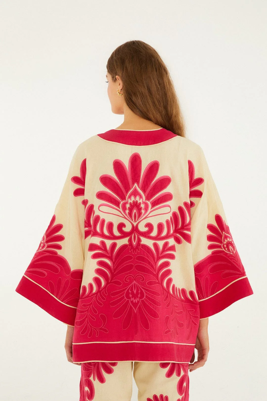 Pink Spring Arabesc Cutwork Kimono - Image 3