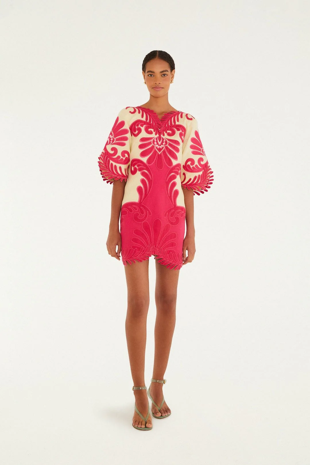 Pink Spring Arabesc Embroidered Mini Dress - Image 2