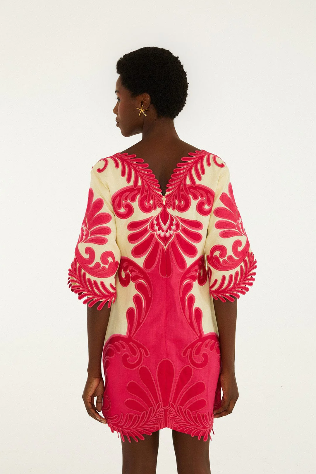 Pink Spring Arabesc Embroidered Mini Dress - Image 4
