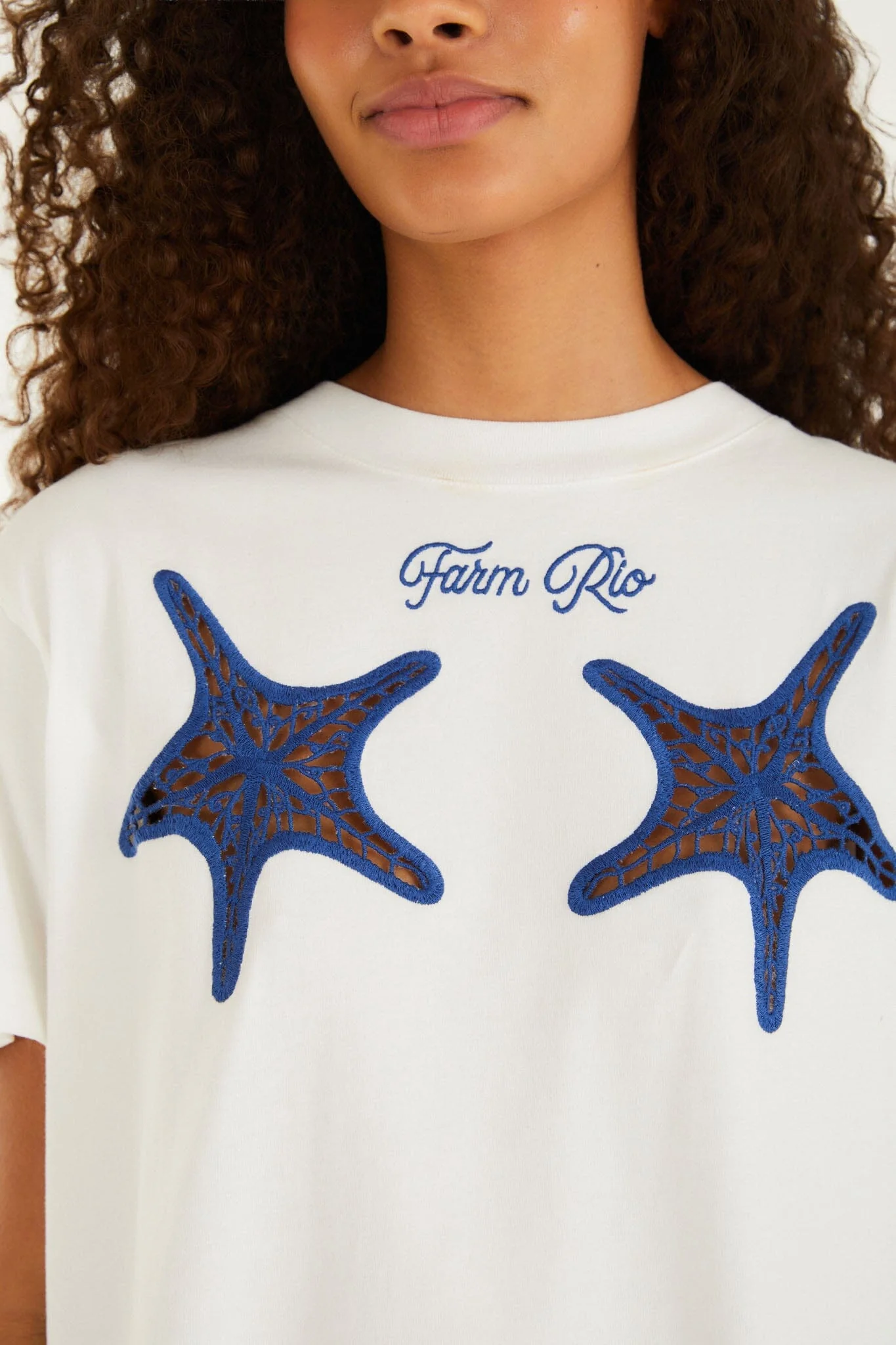 White Farm Rio Starfish Cut-Out  T-Shirt - Image 6