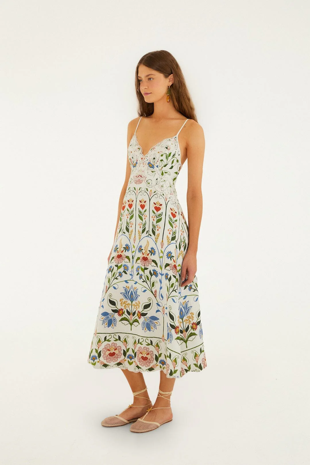 Off-White Stitched Garden Midi Dress - Image 4