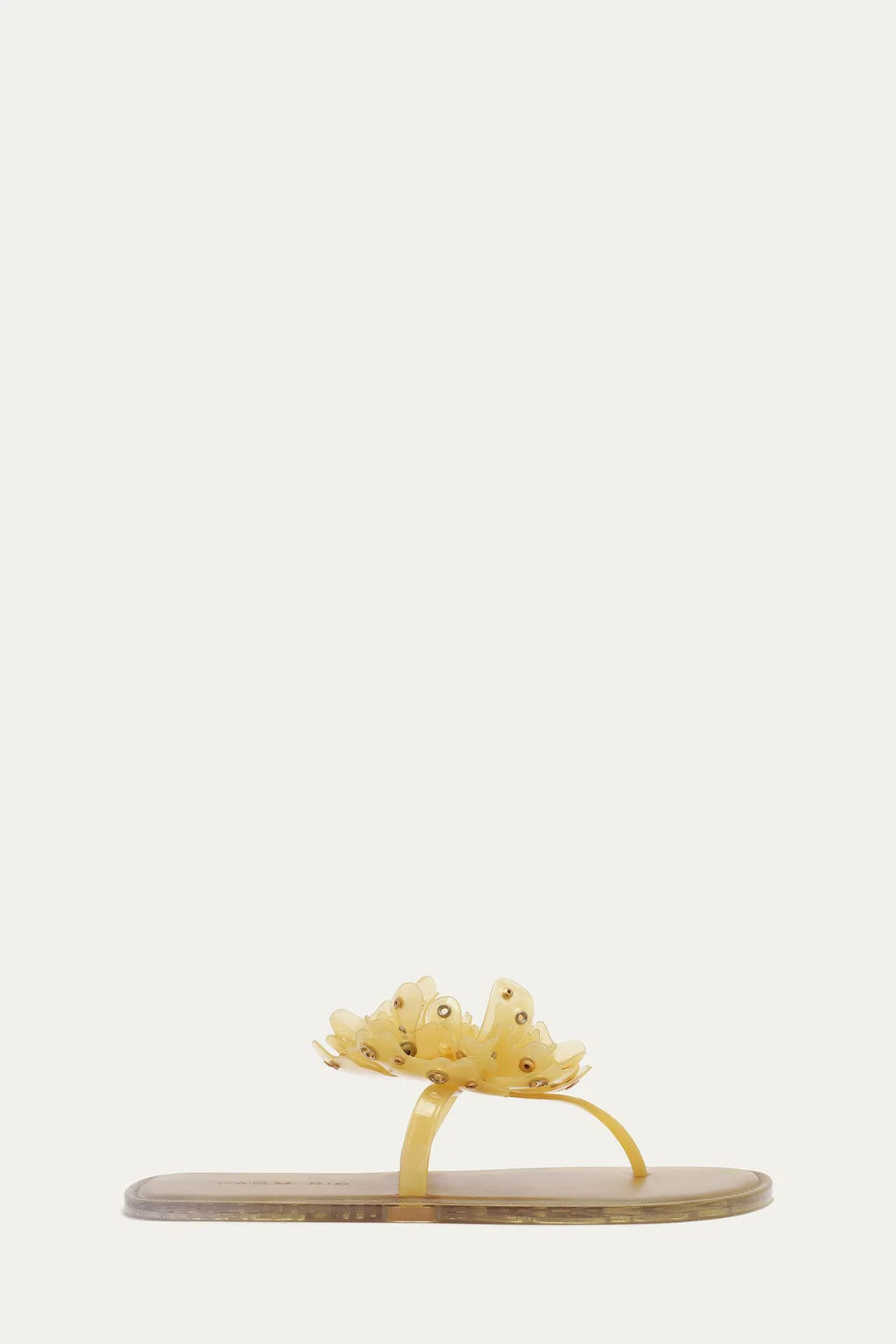 Yellow Studded Flower Jelly Flat Sandal