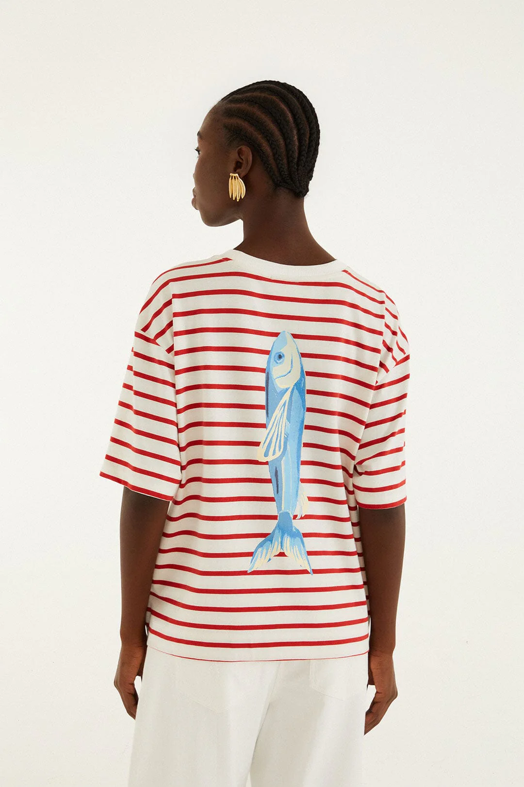 Red Summer In The Tropics Stripes T-Shirt - Image 3