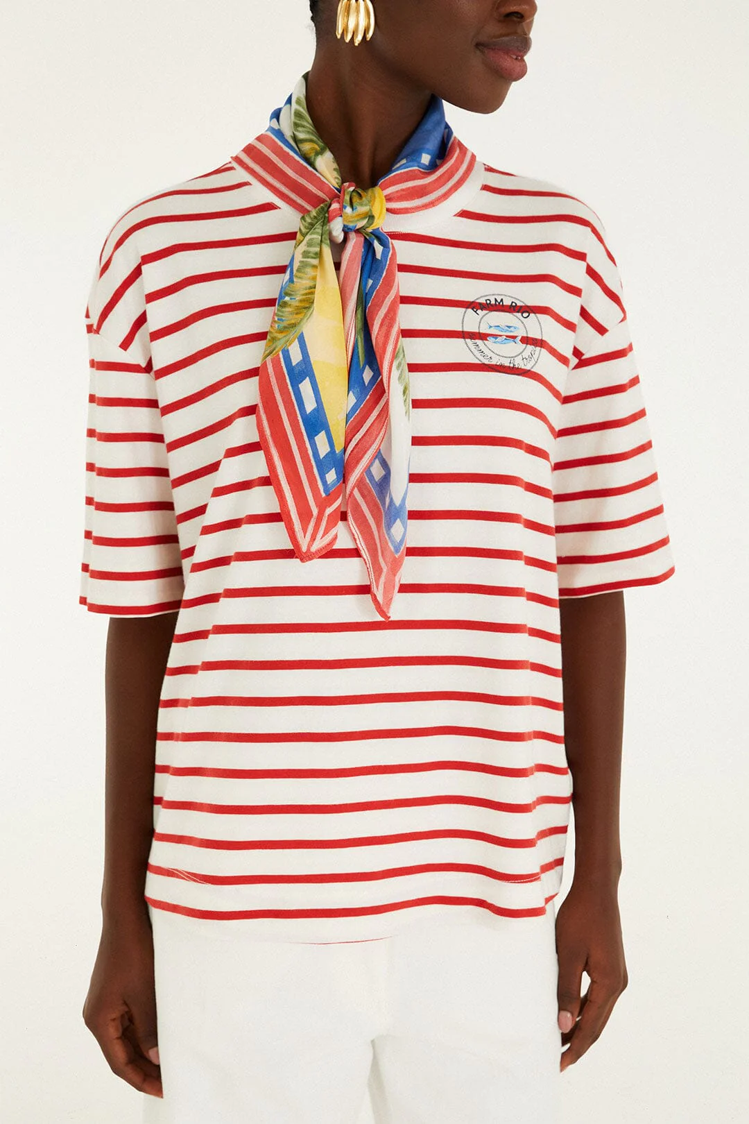 Red Summer In The Tropics Stripes T-Shirt - Image 4