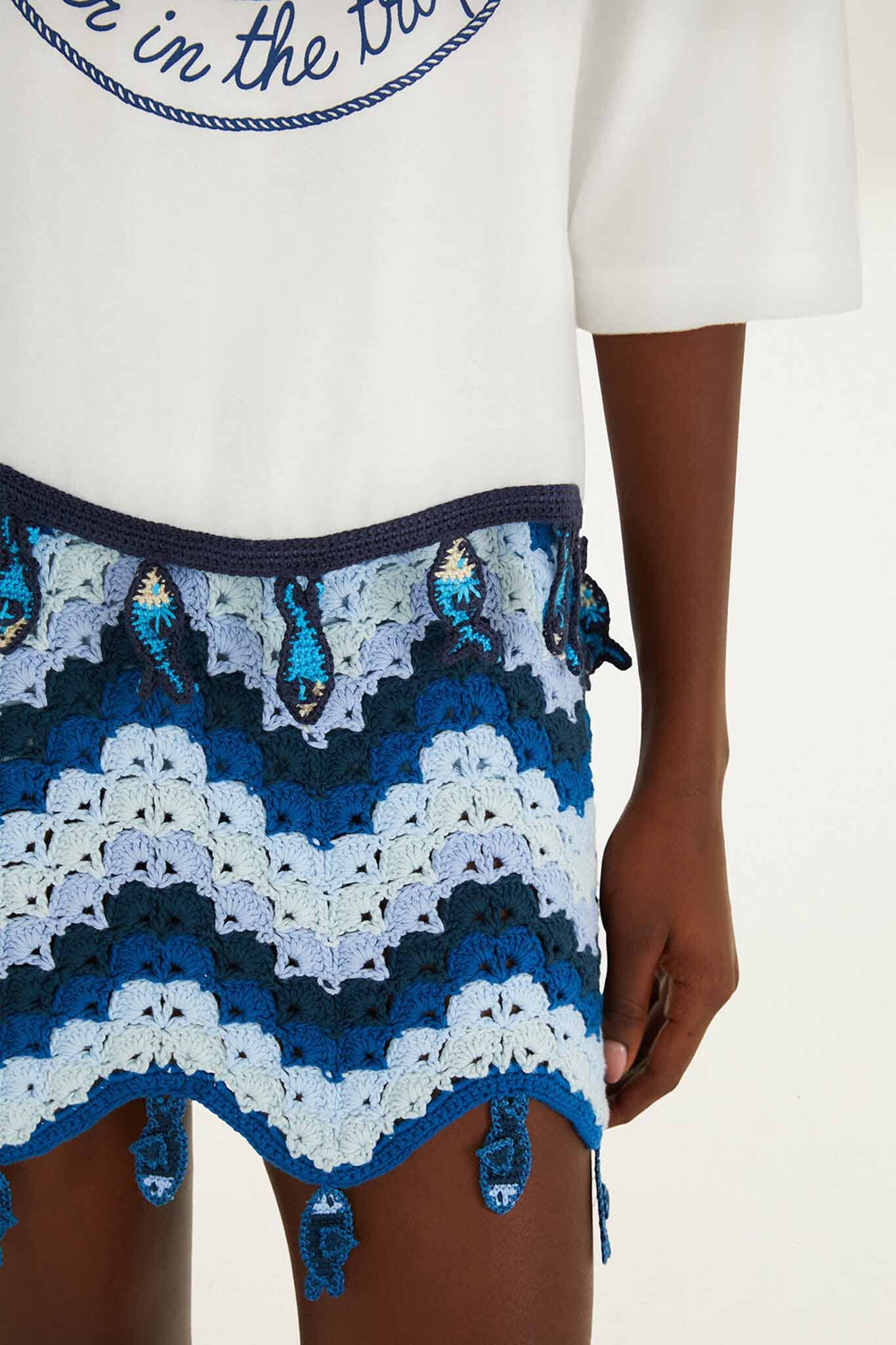 Off-White Summer In The Tropics Crochet Hem T-Shirt - Image 3