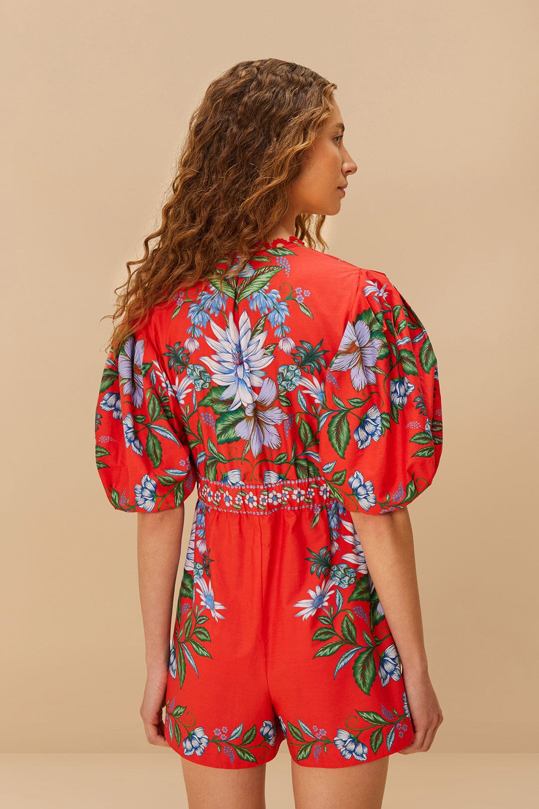 Red Sweet Bloom Bouquet  Romper - Image 3