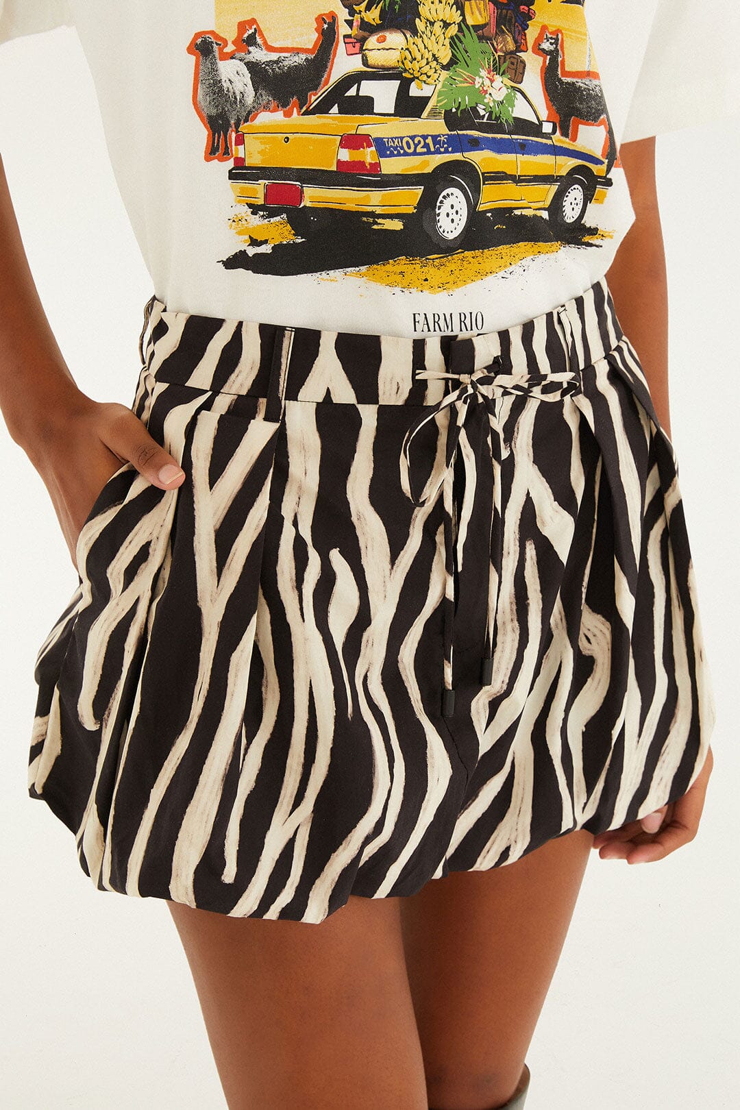 Black Tropical Zebra  Mini Skirt - Image 3