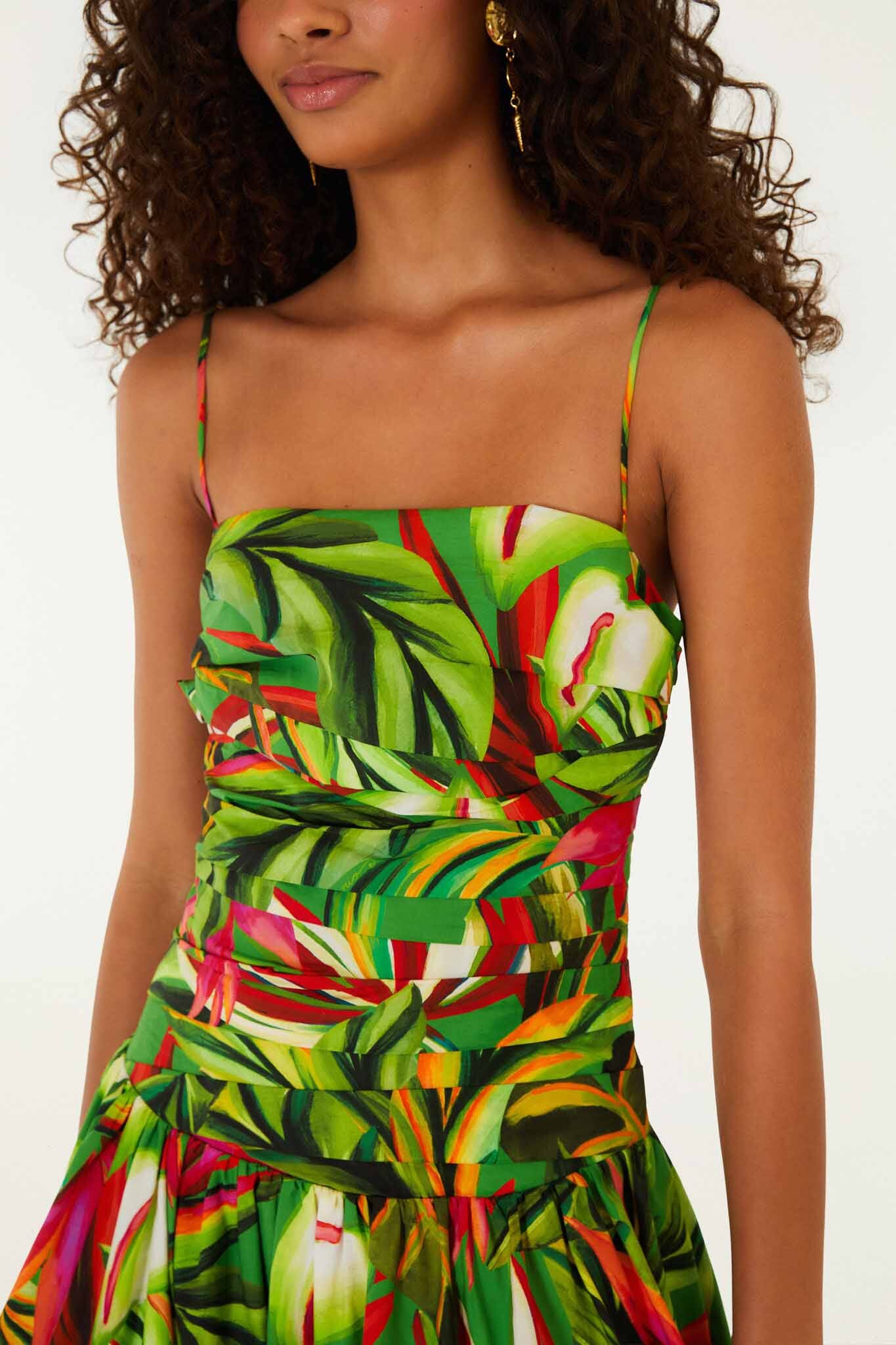 Green Tropical Dream Draped  Maxi Dress - Image 4