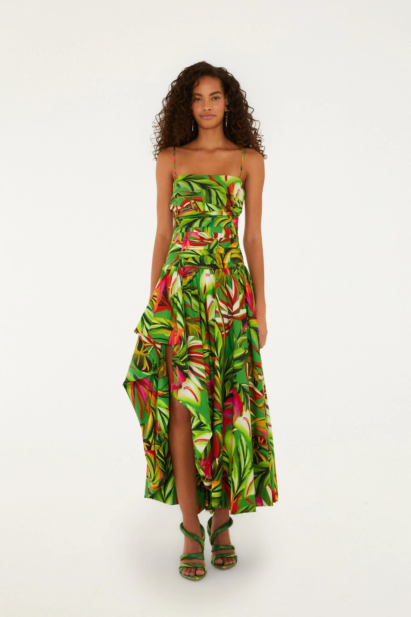 Green Tropical Dream Draped  Maxi Dress - Image 5