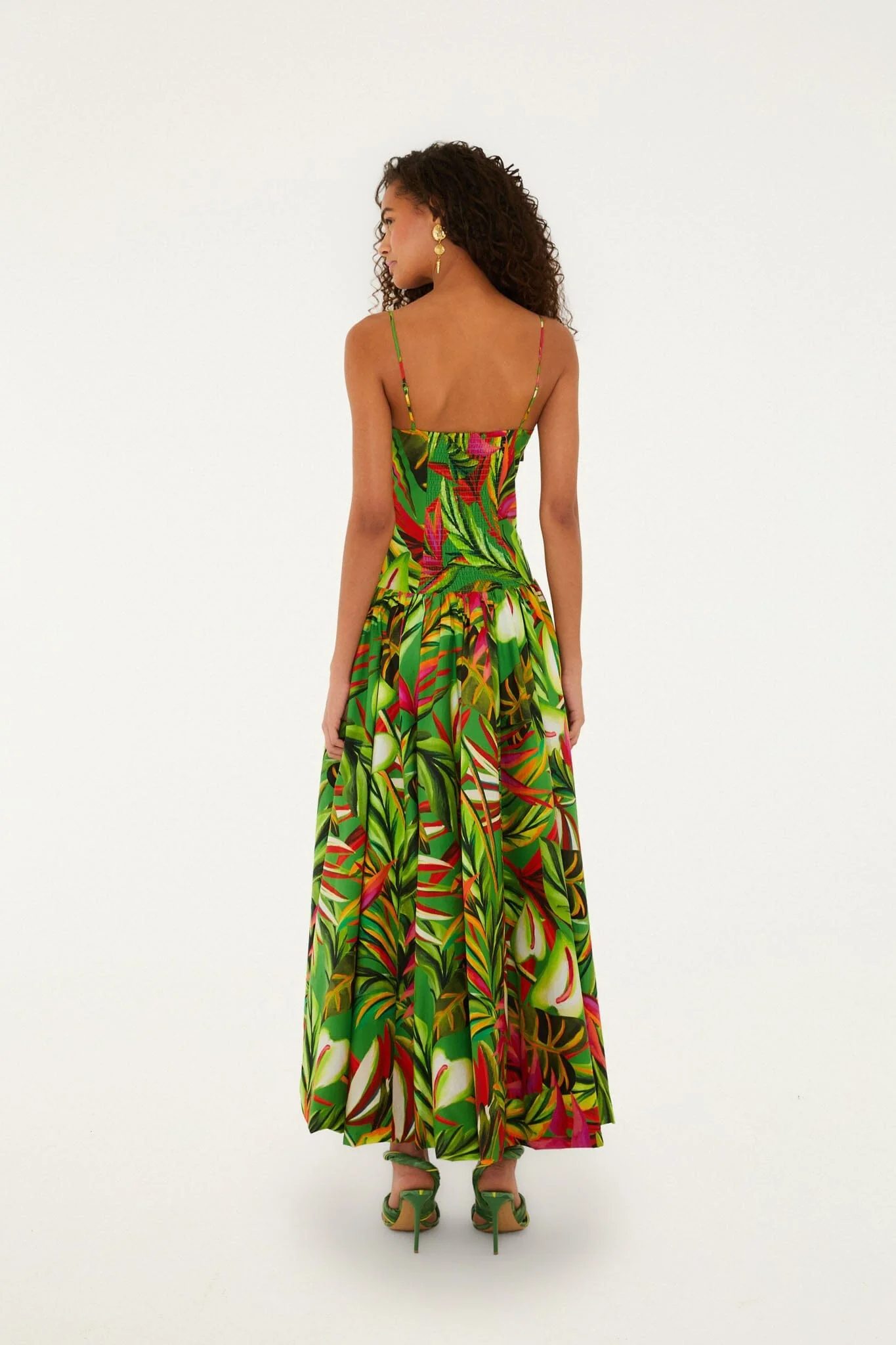 Green Tropical Dream Draped  Maxi Dress - Image 6