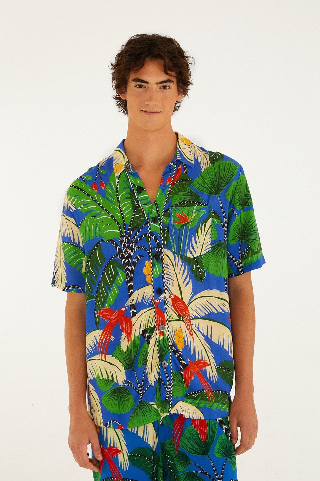 Blue Tropical Island Short Sleeve  Shirt - Image 4