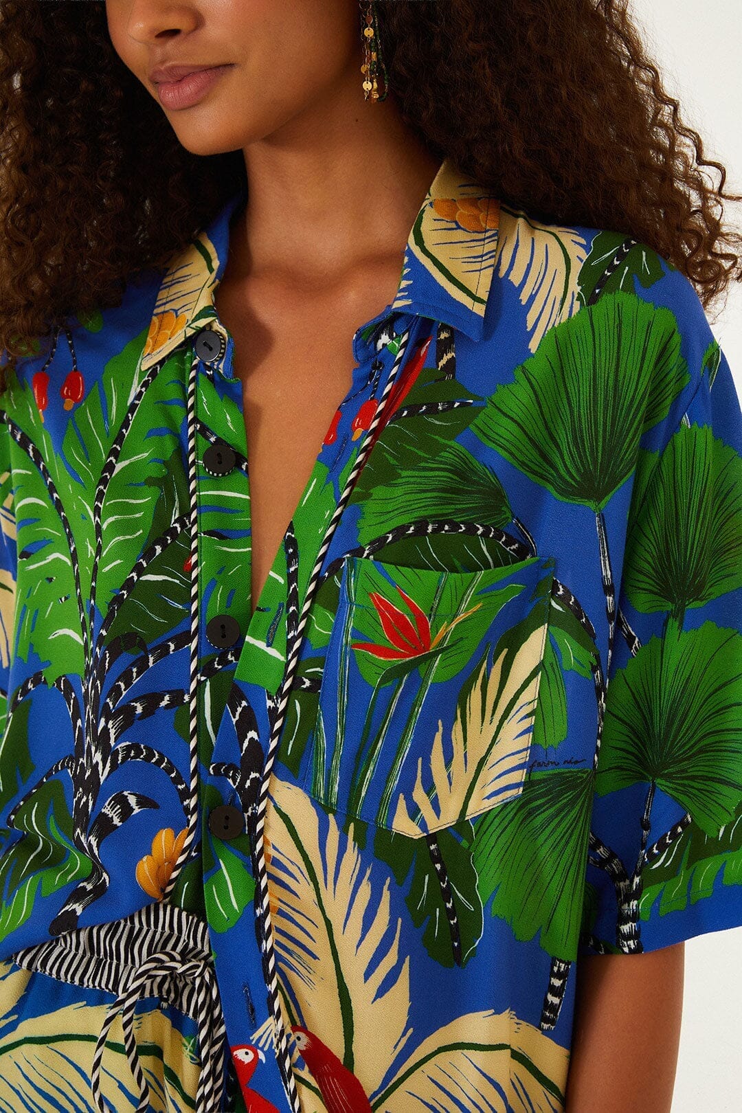 Blue Tropical Island Short Sleeve  Shirt - Image 5