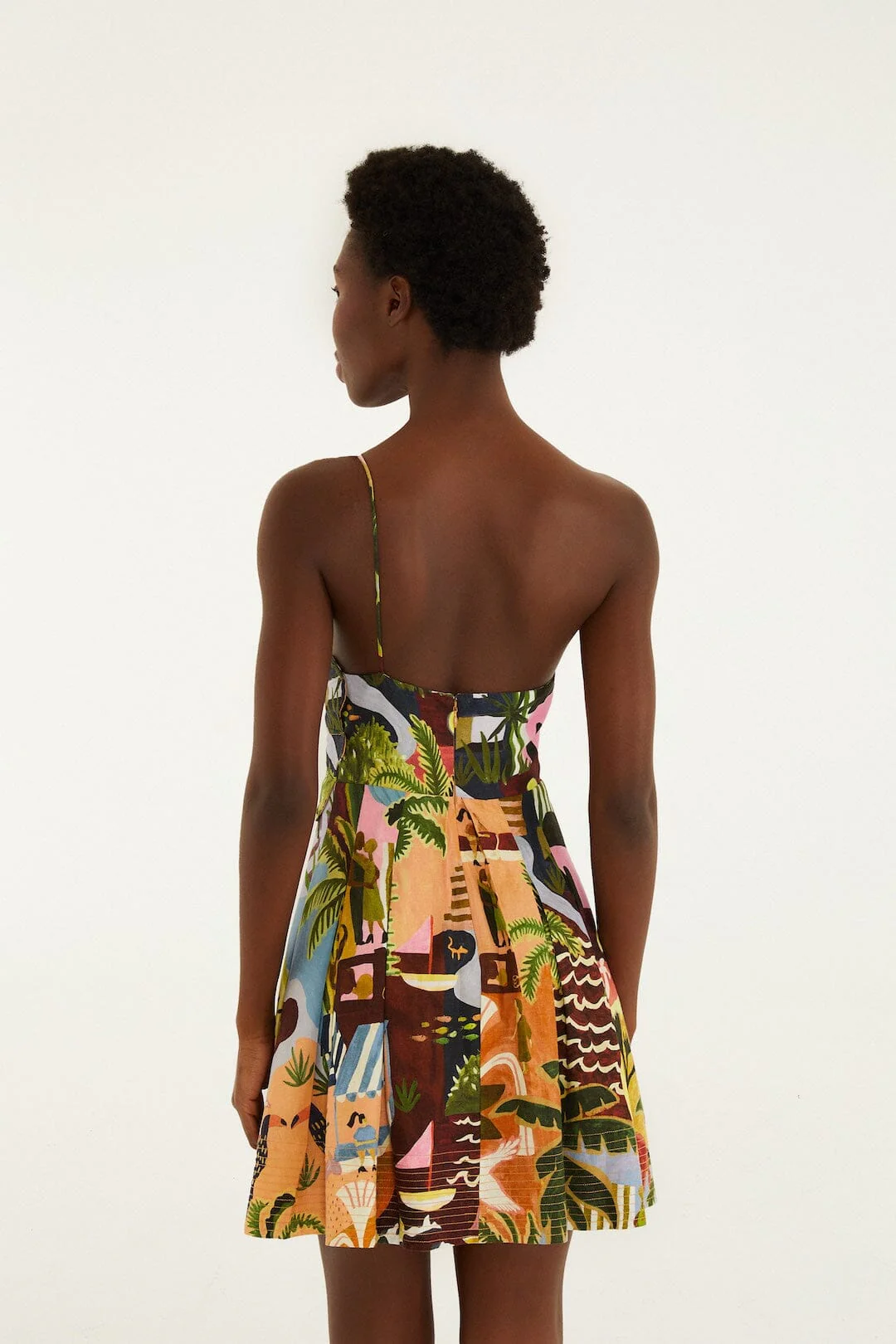 Multicolor Tropical Painting Mini Dress - Image 3