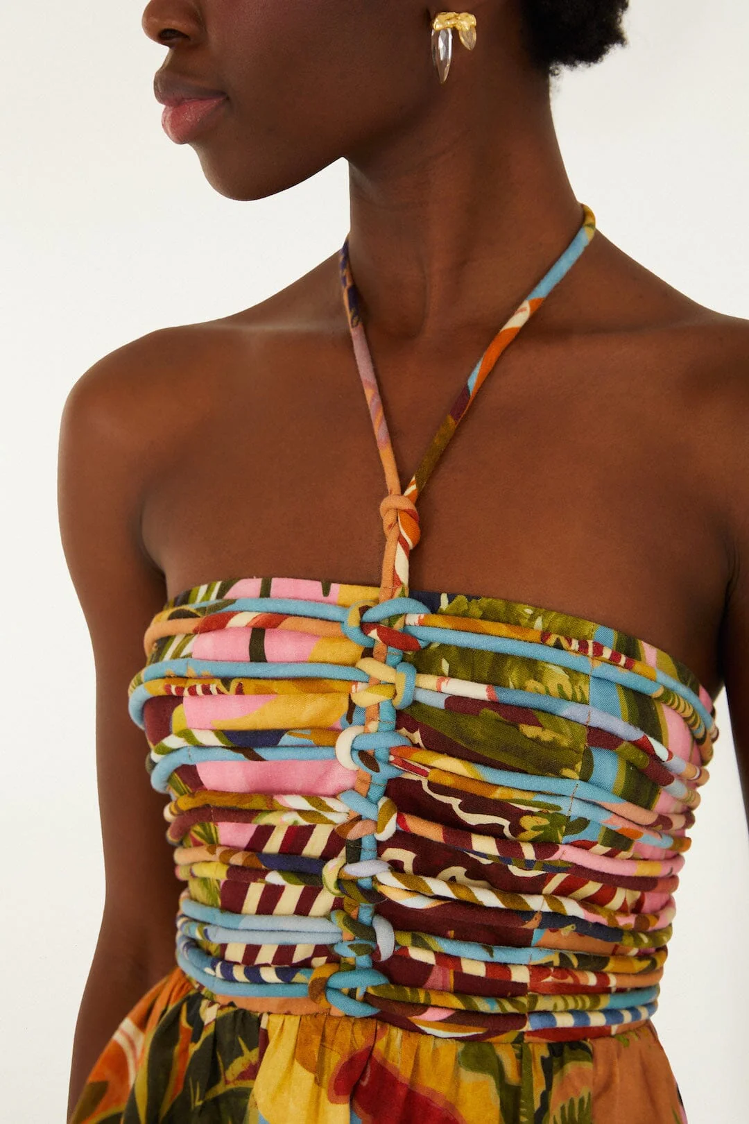 Multicolor Tropical Painting Midi Dress - Image 2