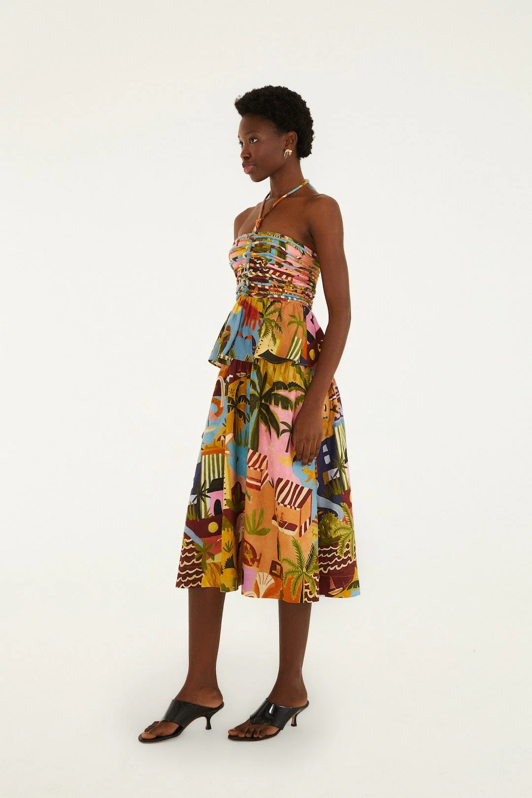 Multicolor Tropical Painting Midi Dress - Image 4
