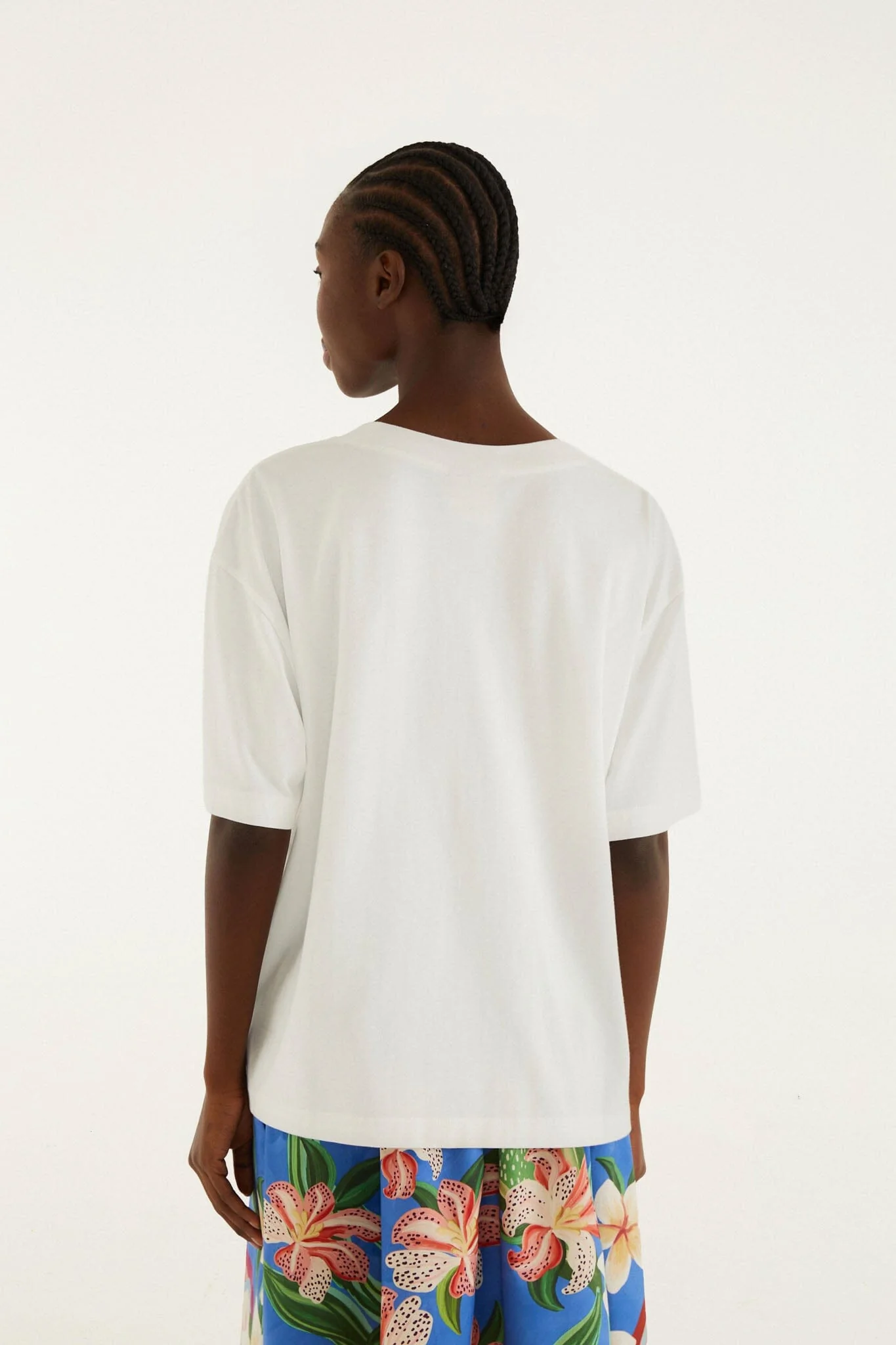 White Tropical Rose  T-Shirt - Image 3