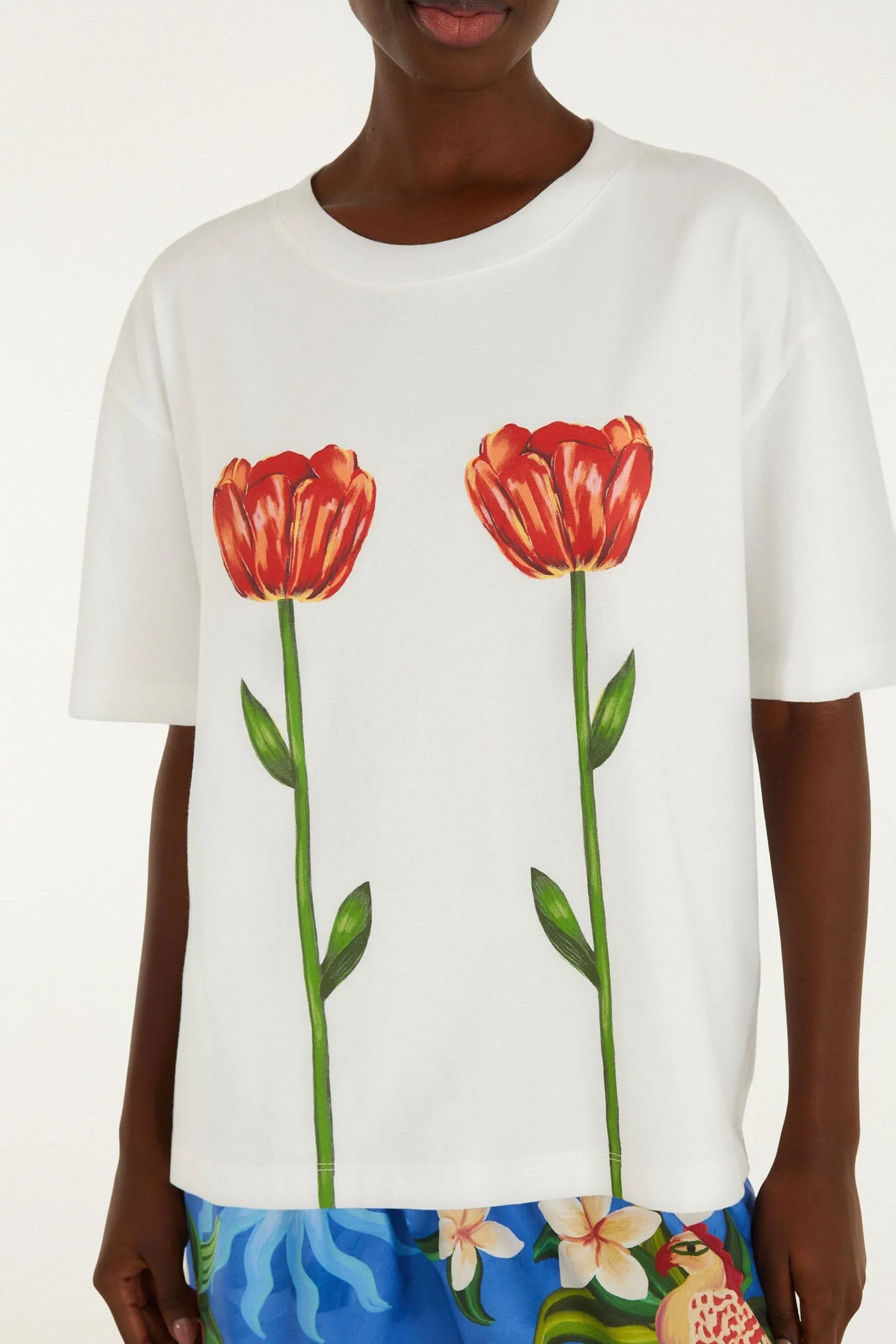 White Tropical Rose  T-Shirt - Image 4