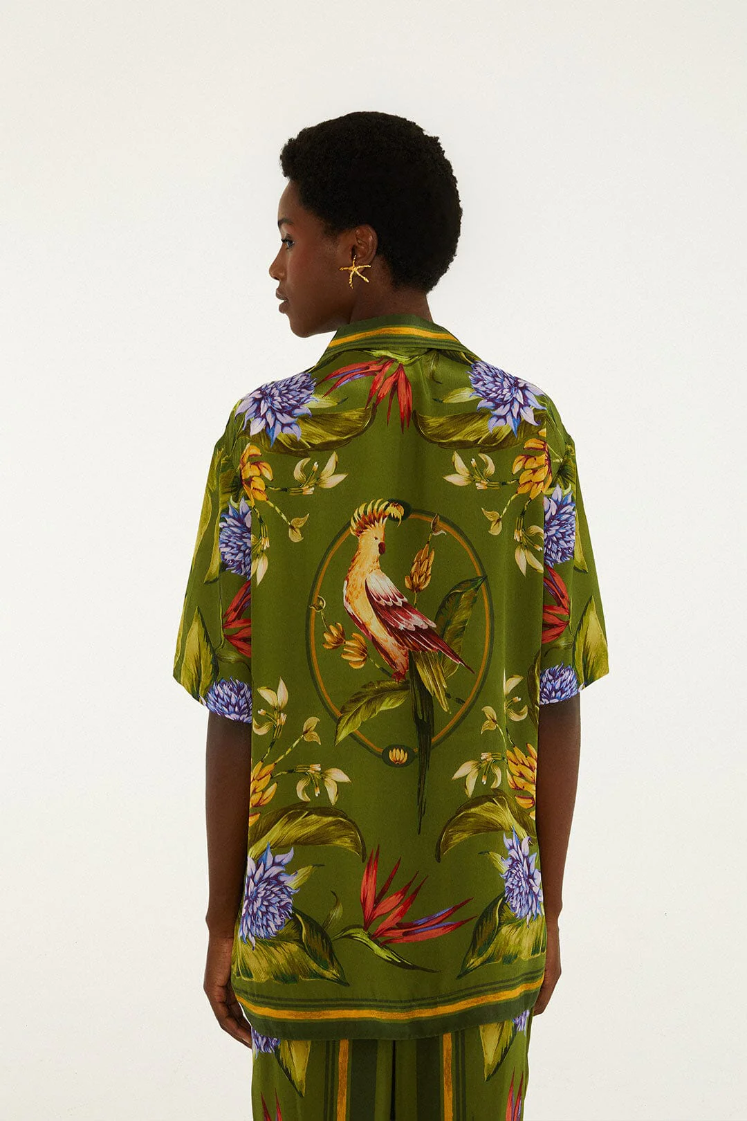 Green Tropical Scarf Short Sleeve Shirt - Image 3