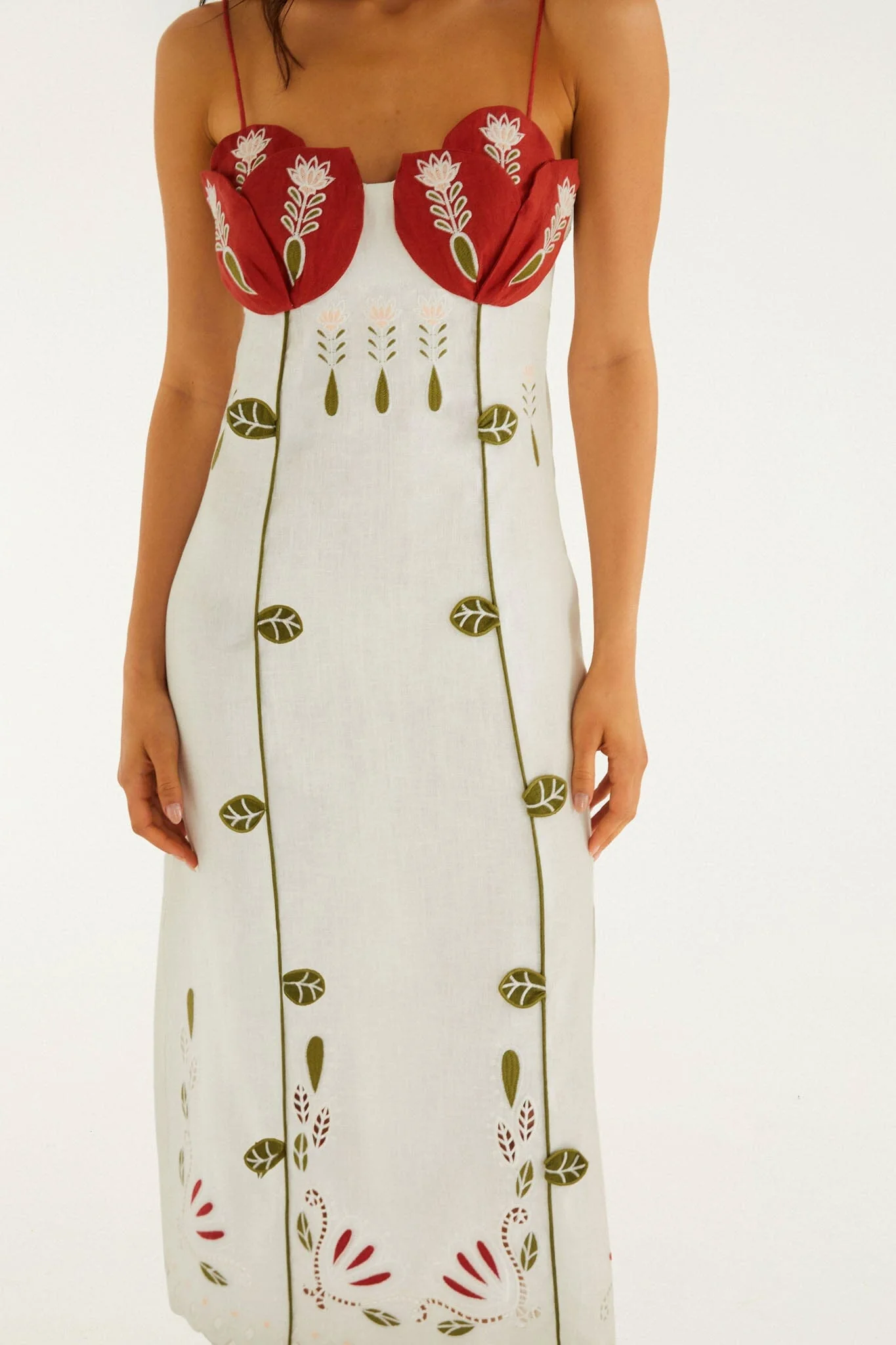 Off-White Tulip Richelieu Embroidered Midi Dress - Image 2