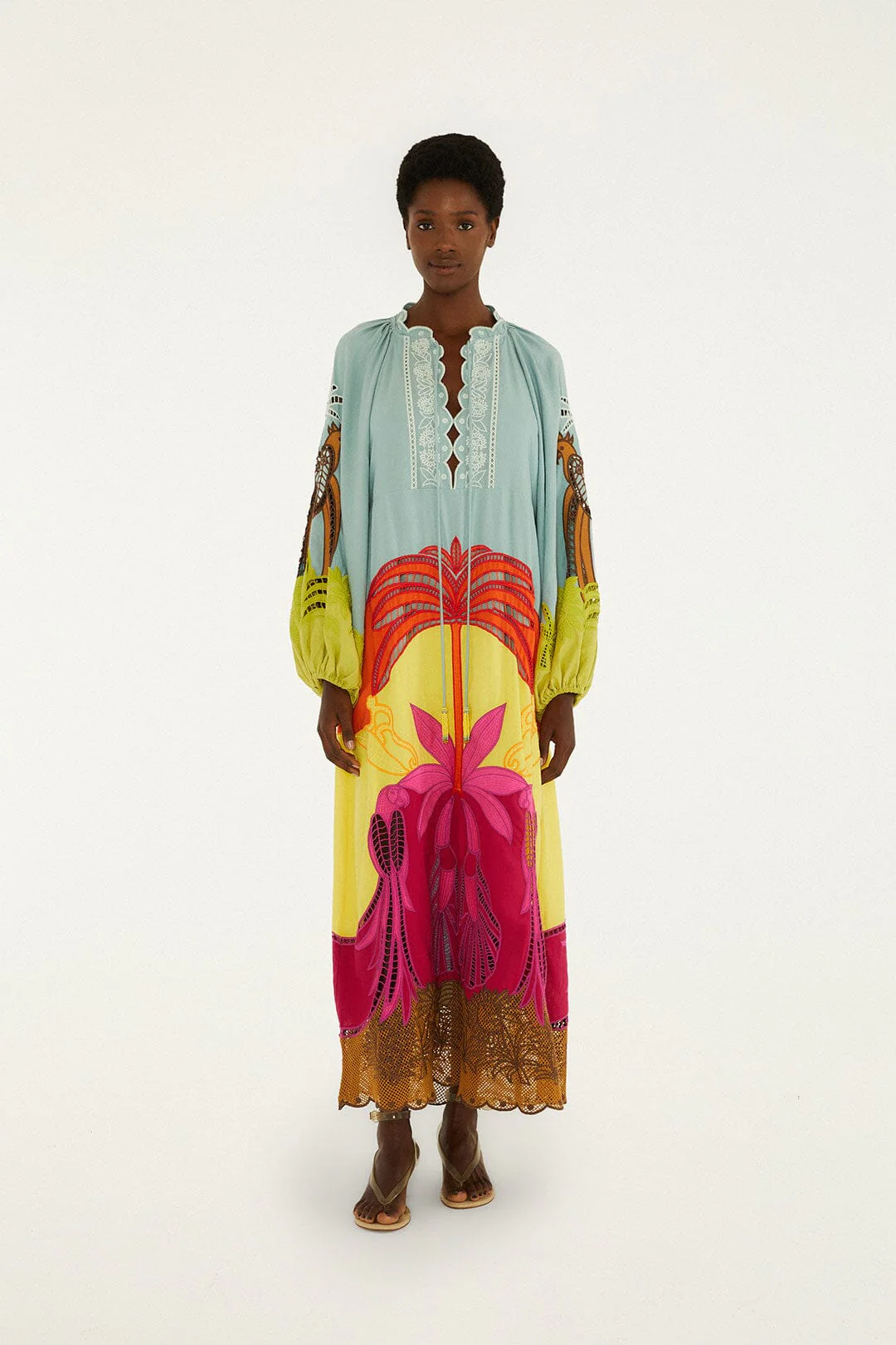 Multicolor Usiacuri Embroidered Richelieu Maxi Dress