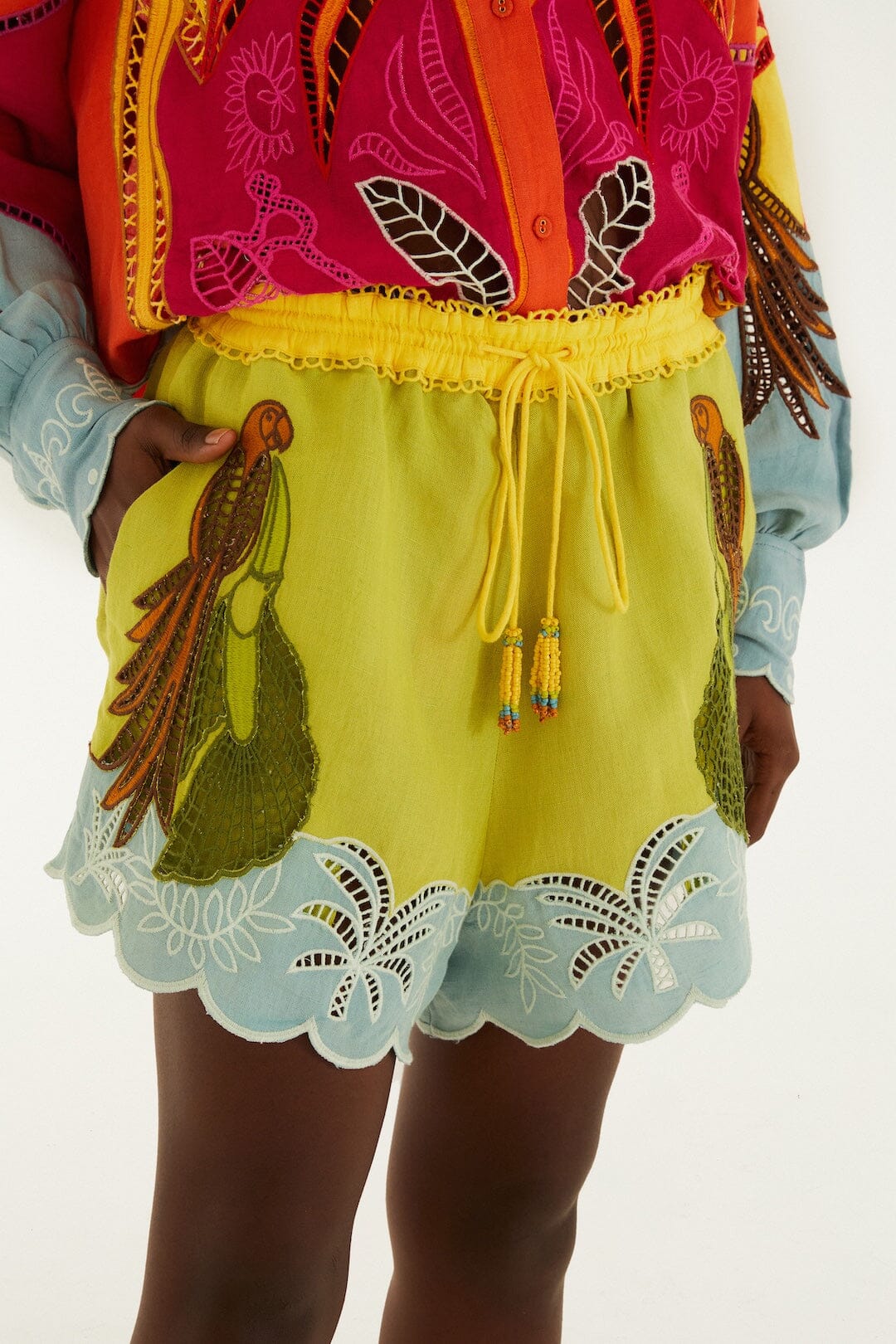 Multicolor Usiacuri Embroidered Richelieu Shorts - Image 2