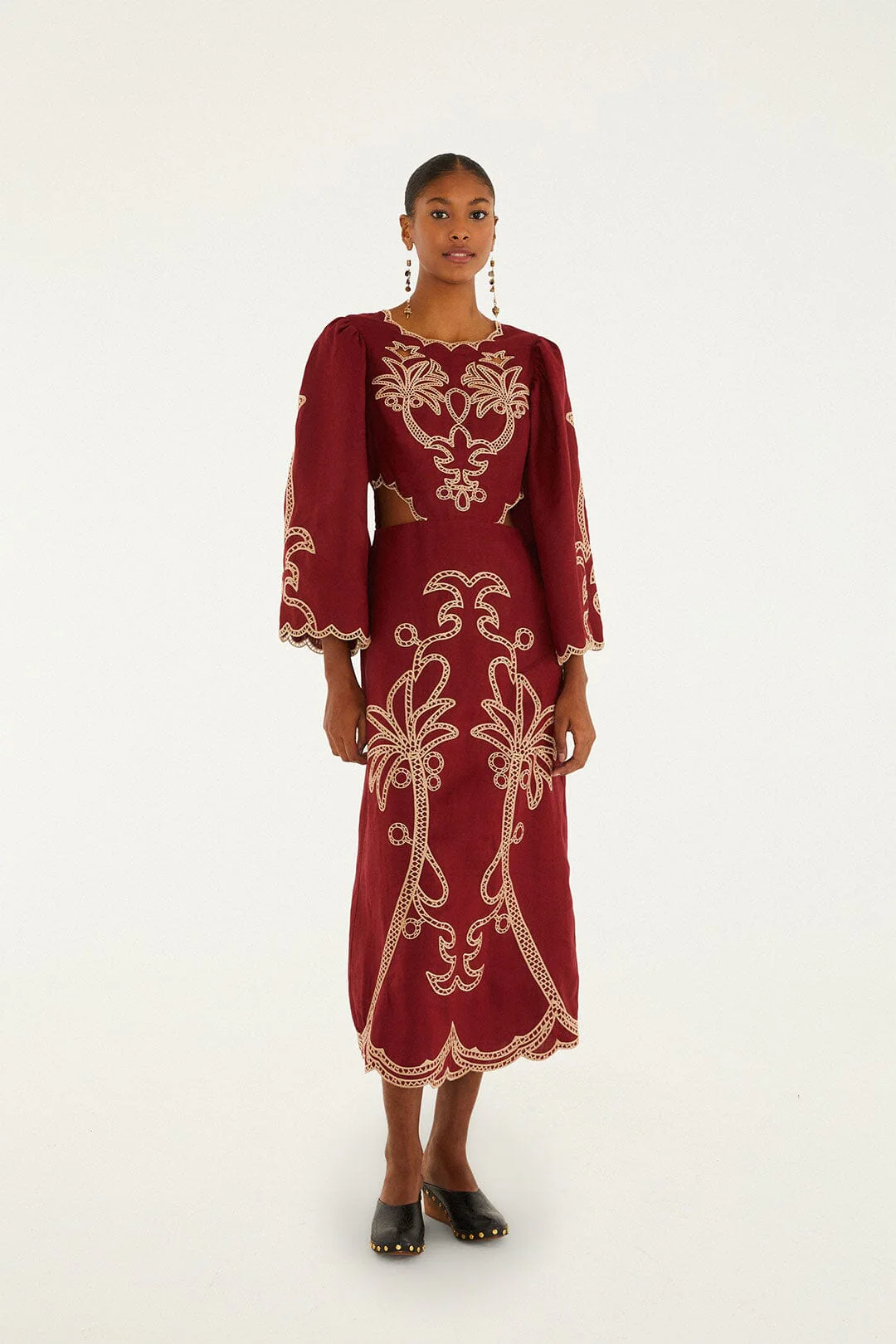 Red Artisanal Cut-Out Embroidered Maxi Dress - Image 2