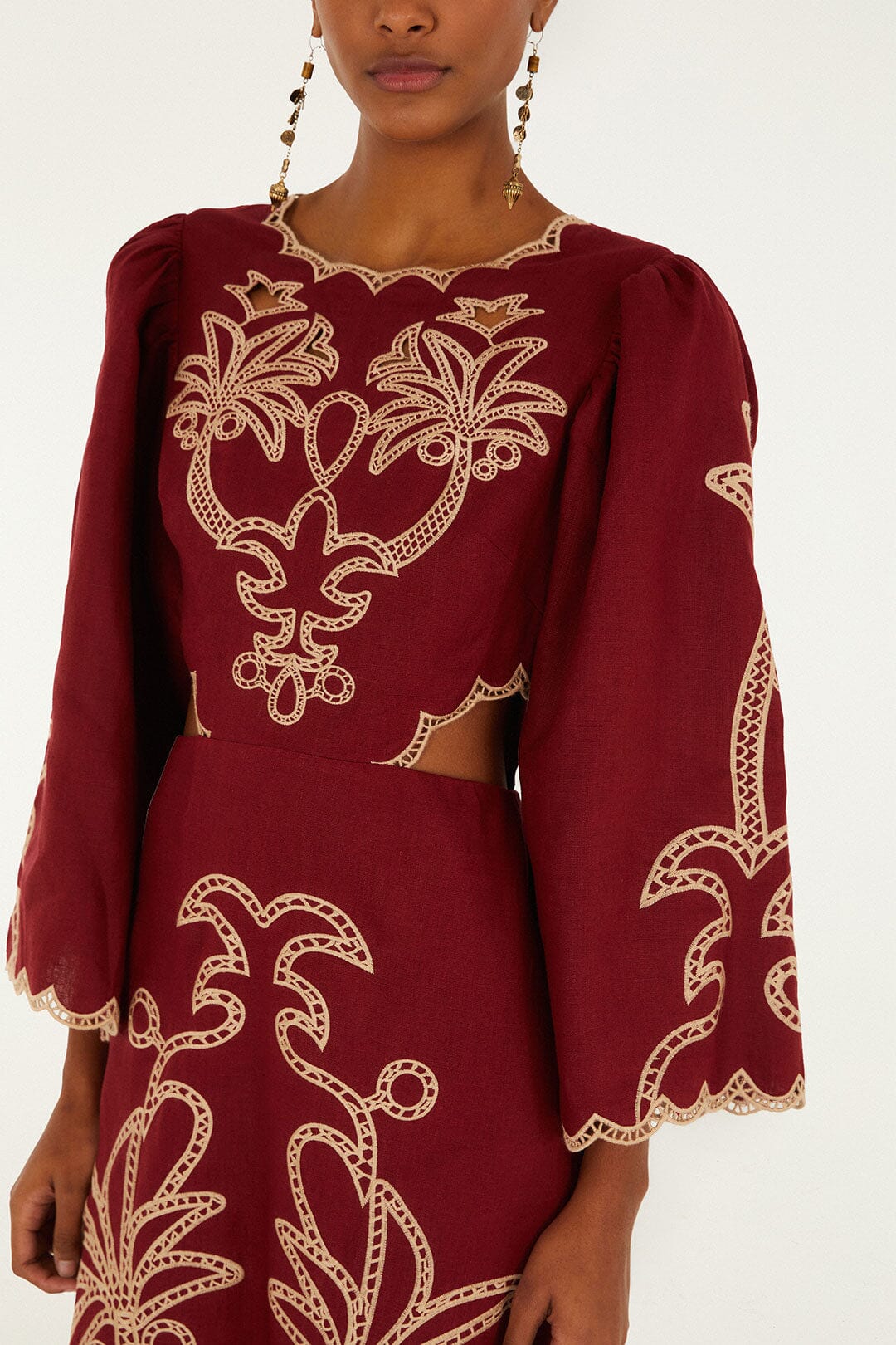 Red Artisanal Cut-Out Embroidered Maxi Dress - Image 5