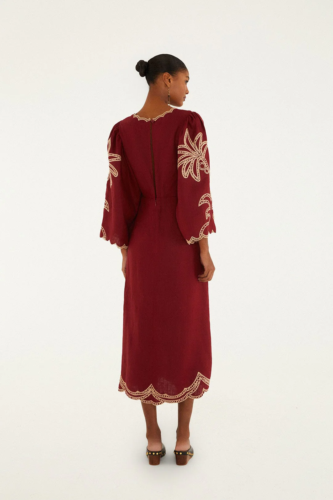 Red Artisanal Cut-Out Embroidered Maxi Dress - Image 6